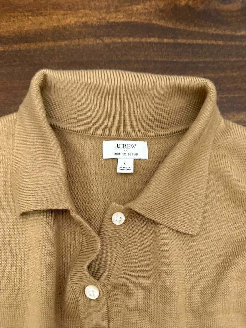 J. Crew Merino Blend Polo Sweater in Camel Brown